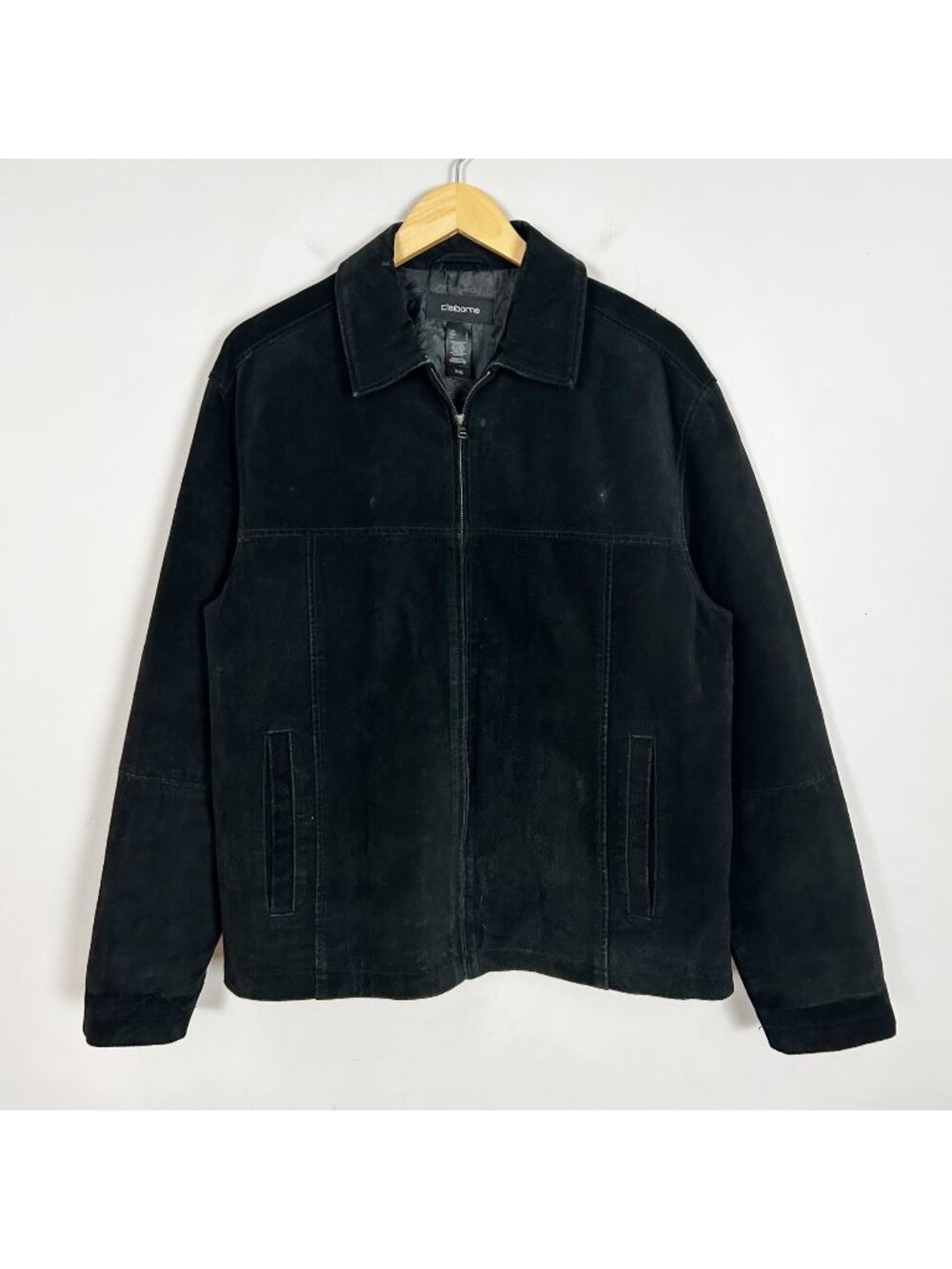 Vintage Claiborne Suede Jacket Black‎ Suede Zip Up Size Large Men's